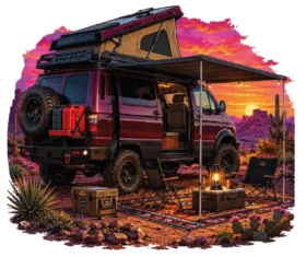 Black Pickup Desert Camp Awning