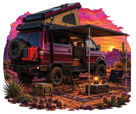 Black Pickup Desert Camp Awning