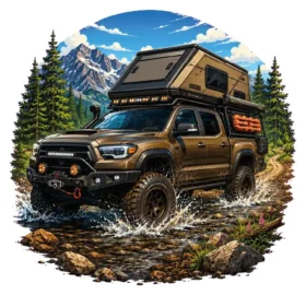 Brown Toyota Tacoma Mountain Stream