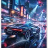 Original Futuristic Pursuit Car Speeding