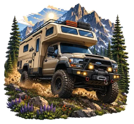Tan Pop Top Overland Truck Alpine Trail