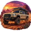Tan Toyota Tacoma Desert Sunset